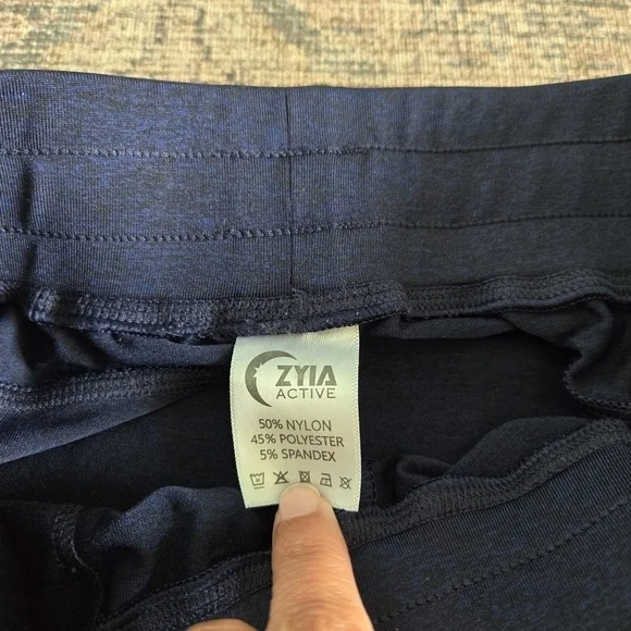 Zyia Active Cozy Jogger Pants Heathered Blue Black White Drawstrig Elastic Waist - Picture 6 of 8